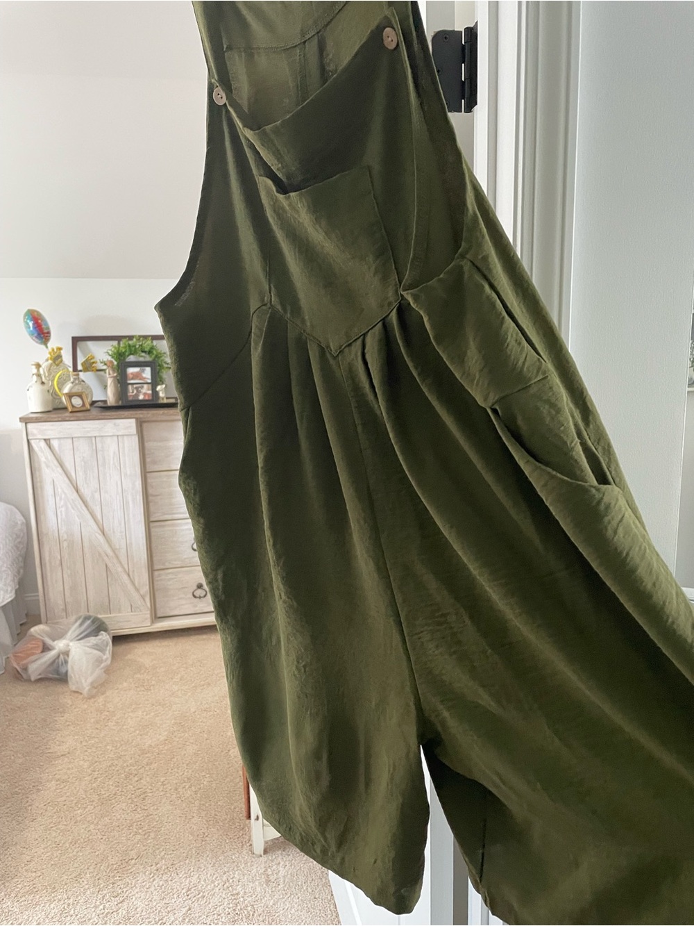 Olive Green Women's Relaxed Overalls